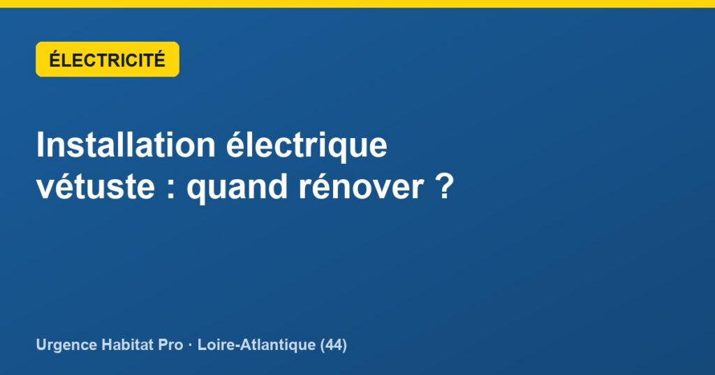 Installation électrique vétuste : quand rénover ? - Urgence Habitat Pro · Loire-Atlantique (44)