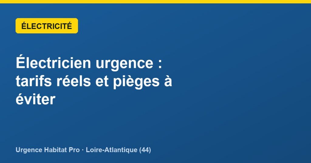 Électricien urgence : tarifs réels et pièges à éviter - Urgence Habitat Pro · Loire-Atlantique (44)
